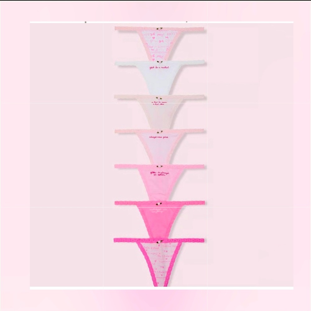 Rare!💋VSPinkxLoveshackfancy💝 RulesOfPink VString set🔥🎀 - Picture 2 of 4